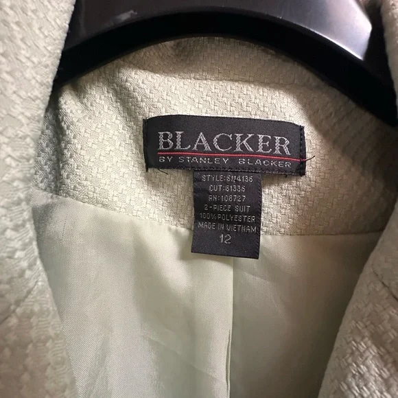 UNIQUE Blacker by Stanley Blacker Light Sage Skirt Suit Set - Picture 3 of 15